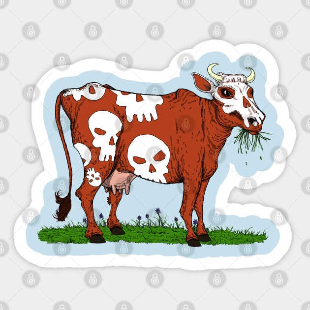 Scary Dairy Cow Skull Vegan Sticker by House_Of_HaHa